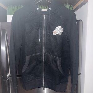 Moncler Black Hooded Zip-Up Sweater
